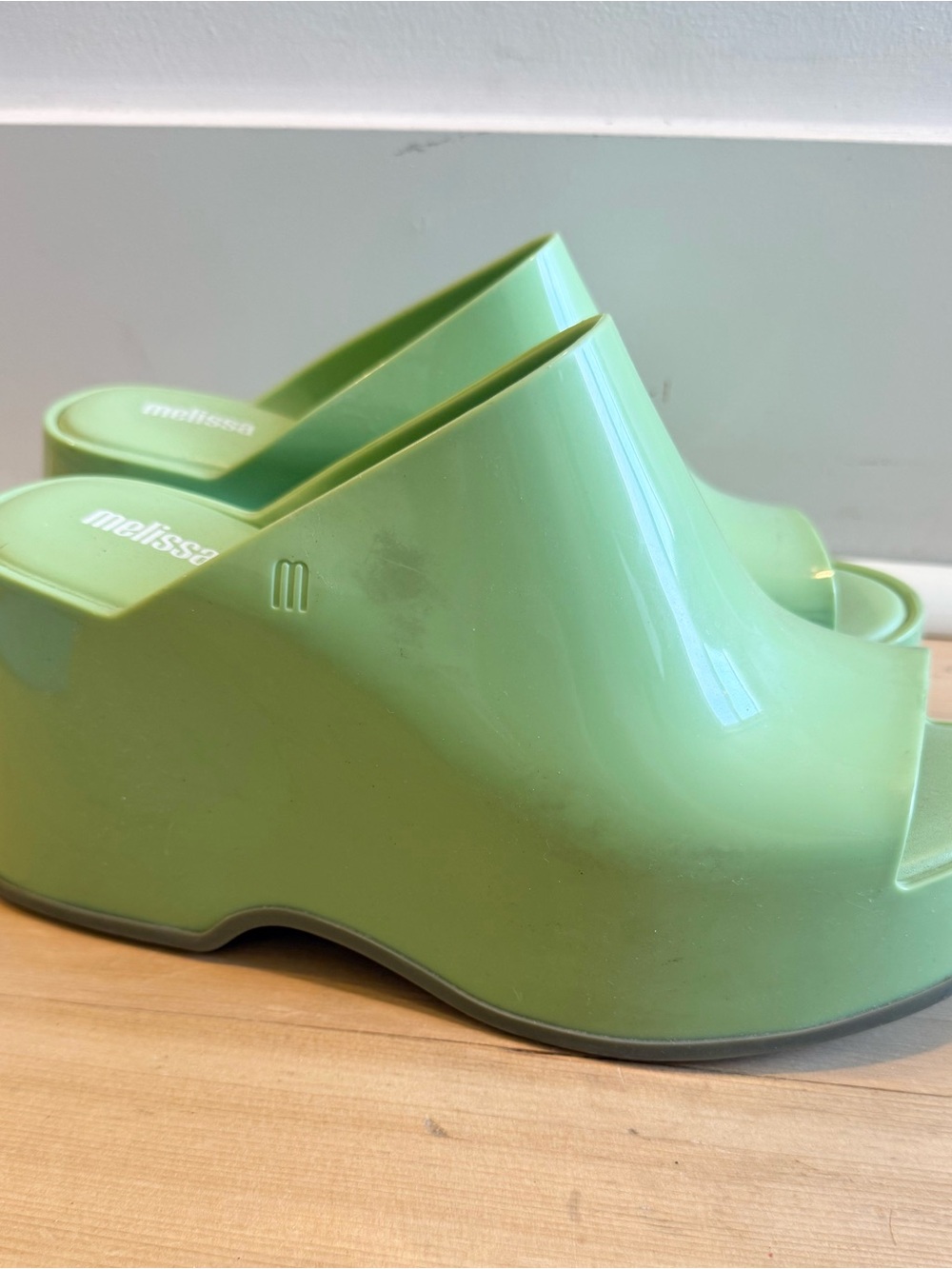 Melissa Mint Green Platform Slide Sandals Size 9